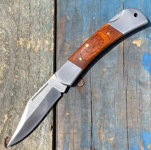 Couteau pliant artisanal en acier au carbone, manche ergonomique en bois, couteau de poche pour usage quotidien, fabricant OEM - Product Image 4