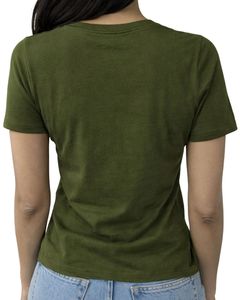 Camiseta de Algodón Verde Oliva para Mujer, con Gráfico de Corazón con Pedrería Negra, Manga Corta, Informal, a la Moda, con Impresión de Logotipo Personalizado, Camiseta de Verano - Product Image 5