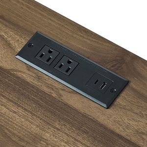 Scrivania da Ufficio Direzionale Robusta in Truciolato con Stazione di Ricarica, 2 Cassetti Contenitori, Stile Rustico/Country - Product Image 3