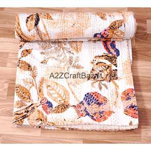 Colcha india 100% algodón, acolchada, hecha a mano, vintage, Kantha, bordada, ecológica, orgánica, para hotel - Product Image 4