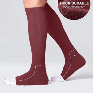 Chaussettes de sport montantes en gros pour le football, le softball, le baseball, couleur unie bordeaux et blanc, respirantes, tricotées, pour adultes, décontractées, 100 % coton - Product Image 2