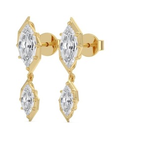 Boucles d'oreilles pendantes en diamant de laboratoire taille marquise doublement coupé, 2,85 CTW en or rose 9 carats - Product Image 6