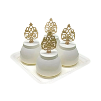 Pot de fruits secs en métal blanc classique avec couvercle à bouton et plateau pour Festival Diwali Table à manger décor bocaux à noix stockage et affichage