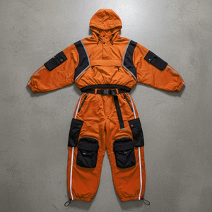 Custom Clothing Manufacturing Loose Windbreaker Tracksuit 2 Piece Set Embroidered Oversized Color Block Nylon Tracksuit for Men - Product Image 3