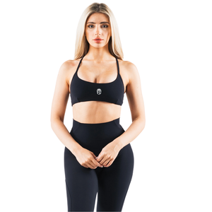 Soutien-gorge de sport sans couture noir pour femme, à 3 bretelles, maintien élevé, extensible, pour yoga, gym, fitness, entraînement, vêtement de sport, crop top - Product Image 1