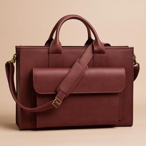 Maletín para portátil de cuero genuino hecho a mano con múltiples bolsillos organizadores para hombres y mujeres profesionales - Product Image 3