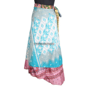 New Indian Vintage Silk Saree Wrap <b>Skirt</b> Women Wear Vintage Silk Sari <b>Long</b> Length Wrap Around <b>Skirt</b> 2 Layer Reversible Length - Product Image 4