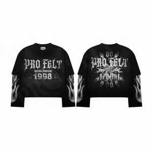 Camiseta de Manga Corta Doble con Diseño de Logotipo Personalizado con Pedrería, Estilo Urbano, Casual, Hip Hop, Retro, Cuello Redondo, para Hombre, 100% Algodón - Product Image 4