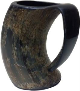 Mug en corne de buffle artisanal et écologique, style viking, animalier et religieux, pour bière et café, Inde FAIZA CRAFT FC-5556 - Product Image 5
