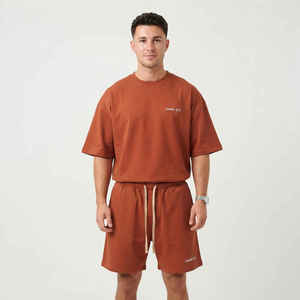 Casual Oversized Shirts <b>Sets</b> Cotton Polyester OEM Custom Men's Cotton Short <b>Set</b> Breathable Gym <b>Twin</b> <b>Set</b> with T Shirt Quality - Product Image 4