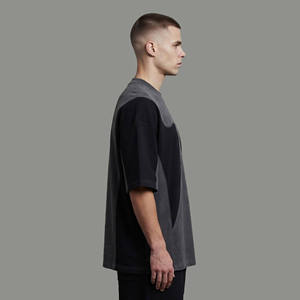 Men's Regular Fit Short Sleeve Solid T-<b>Shirt</b> with <b>Flame</b> Logo Contrast Panel High Street O-Neck Canvas T-<b>Shirt</b> - Product Image 3