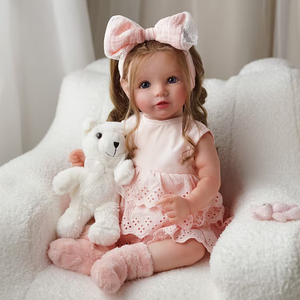 Poupées Reborn souriantes Babeside prêtes à être expédiées, Dara, 20 pouces, petite fille, cheveux longs bruns, expédition sous 3 à 7 jours - Product Image 4