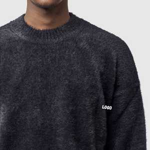 Suéter de punto afelpado con cuello simulado para invierno al por mayor |   Colores Sólidos Ombre |   Suéter Vintage para Hombre con Tacto de Mohair |   OEM/ODM | - Product Image 1
