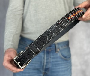 Ceinture Western Vintage pour Homme en Cuir Véritable Faite à la Main, Ornée de Perles, Décontractée, Style Cowboy, Noire, Gaufrée, Ajustable, Qualité Artisanale Supérieure - Product Image 6