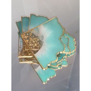 Sous-verres élégants en résine, formes ovales et rondes, pour offrir en cadeau, ensembles de service de boissons - Product Image 4