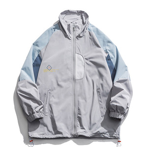 เสื้อแจ็คเก็ตผู้ชายสีขาวแบบ Racer ผ้าฝ้าย 100% ซิปด้านหน้า แห้งเร็ว ระบายอากาศได้ดี สวมใส่สบายในฤดูหนาว กันลม คอตั้ง - Product Image 3