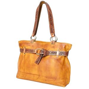 Sac fourre-tout bohème robuste pour femmes de luxe occidental outillé à la main conception florale et solitaire sacs en stock prêts décorations florales à pampilles - Product Image 1