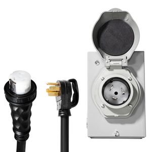 Kit Cavo di Alimentazione per Generatore NEMA 14-50P/SS2-50R STW 6/3+8/1 AWG, Scatola di Ingresso con Connettore Twist Lock da 50 Amp, 15 Piedi, per Sistemi Elettrici RV - Product Image 4