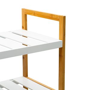 Étagère à chaussures empilable Sonora Bamboo à 4 niveaux pour 12 paires, blanc - Product Image 4