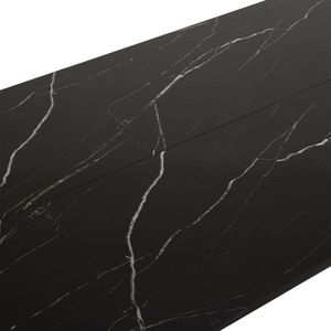 Tavolo Rettangolare N101 in MDF Nero con Superficie in PVC Effetto Marmo, 122*76*76cm, Assemblato, Espandibile ed Estensibile - Product Image 5