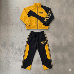 ชุดวอร์ม Rexfit Sports พิมพ์ลายตามสั่งสำหรับผู้ชาย เสื้อแจ็คเก็ตซิปเต็มตัวและกางเกงขาสั้น ชุดฤดูร้อน ขายส่ง - Product Image 4