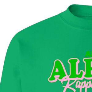 Sudadera Verde AKA con Gráficos, Cuello Redondo, Manga Larga, Puños Acanalados, Informal, para Mujer, Top de Felpa, Moda Urbana, para Uso Diario - Product Image 2