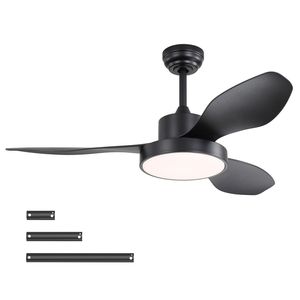 Ventilatore da soffitto reversibile da 47 pollici con motore DC, luce LED da 22W e telecomando a 6 velocità per camera da letto - Nero - Product Image 1
