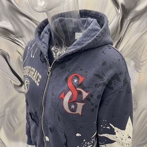 Sweat-shirt à capuche zippé pour homme Snowgrace, style streetwear oversize, imprimé, vêtements d'hiver, coupe classique, coton tricoté - Product Image 5