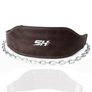 Cinturón de cuero para levantamiento de pesas con construcción acolchada en la cintura, cierre de mosquetón resistente y cadena para carga pesada, ideal para el gimnasio. - Product Image 1