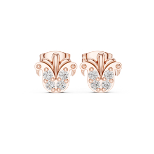 Boucles d'oreilles de mariage en or rose 14 carats avec diamants de laboratoire ronds pour femmes |   Nouveau diamant cultivé - Product Image 1