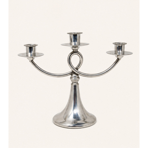 Candélabre vintage à 3 bras en métal, triple porte-bougie argenté, support de bougie pour centre de table de mariage et décoration de table d'hôtel et de maison - Product Image 5