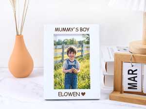 Personalized Wooden Photo <b>Frame</b> with Laser Engraving Custom <b>Name</b> Message Tabletop Installation Interchangeable Mat-Wedding Gift - Product Image 2