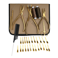 Nouvel ensemble d'outils pour extensions de cheveux en acier inoxydable : Pince à fermeture de perles, Outil de pressage de cheveux sans couture, Peigne à queue à pointe plate