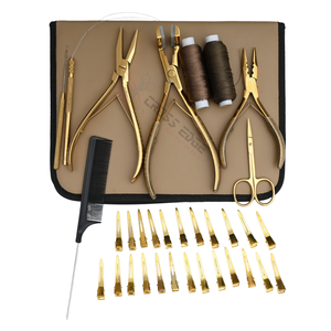 New Hair Extension Tools Kit with Bead Closing Plier Seamless Hair Pressing Tool Flat Tip Bead Closing Plier Metal Pin Tail Comb - Product Image 1