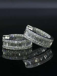 Baguette Round Cut Lab Grown <b>Huggie</b> Earrings Iced Out Hoop Earrings Women's VVS Moissanite 10k 14k 18k Hip Hop Jewelry Wholesale - Product Image 6