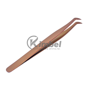 Pince à épiler professionnelle KIMBEL KE-ET-1076 en acier inoxydable finition or plasma, pointes lisses parfaitement alignées, haute précision - Product Image 1