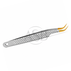 Pince à épiler incurvée en or blanc avec découpe en forme de cœur, pince à épiler professionnelle pour extensions de cils, instrument de beauté en acier inoxydable - Product Image 4