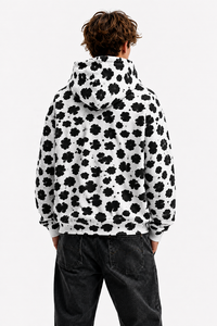 Sweat-shirt à capuche unisexe en molleton épais avec imprimé léopard numérique, logo personnalisé sur le devant, poche, style streetwear, hiver - Product Image 4