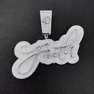 จี้เพชรโมอิสซาไนต์ทรงกลม 3 กะรัต ชื่อสั่งทำได้ สำหรับผู้ชาย ชุบทองคำขาว 14K - Product Image 1