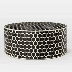 Table basse ronde de luxe en os et nacre, style américain, faite à la main, taille personnalisable - Product Image 4
