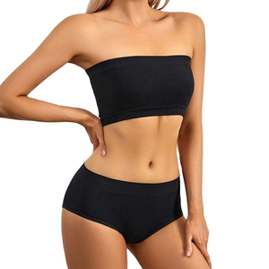 Ensemble soutien-gorge sans bretelles et culotte de qualité supérieure, style streetwear, sans couture, respirant, en polyester et coton - Product Image 6