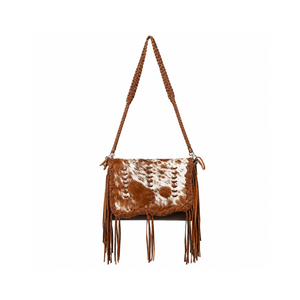 Handmade Hair-On Cowhide Genuine <b>Leather</b> Fringe Shoulder <b>Bag</b> for Women with Braided Strap Western Boho Crossbody Purse Daily use - Product Image 1