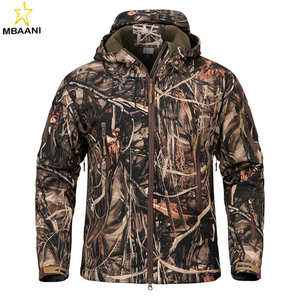 Silent Hunting Clothes for Men Soft Shell Outdoor Hiking <b>Jacket</b> <b>Camo</b> Water Resistant Fleece Hooded Coat with Pockets - Product Image 1