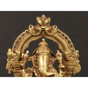 รูปปั้นพระพิฆเนศ7นิ้วทำด้วยมือรูปปั้นพระพิฆเนศทำจากทองเหลืองผลิตในอินเดียสำหรับให้เป็นของขวัญ - Product Image 2