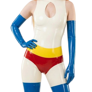 Mono de mujer con bloques de color, cintura alta, sin mangas, con aberturas, largo completo, estilo clubwear, ajuste ceñido, de Spandex y Poliéster - Product Image 4