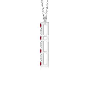 Pendentif croix en or 14 carats serti de rubis rouges de 2 mm (0,27 ct) et de diamants de 0,18 ct, certifié IGI, fait main, cadeau de Noël - Product Image 2