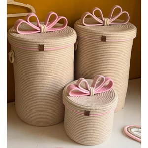 Cesta de almacenamiento de cuerda de algodón con tapa, organizador tejido con tapa de lazo para juguetes, decoración del hogar y guardería, para Ramadán - Product Image 5