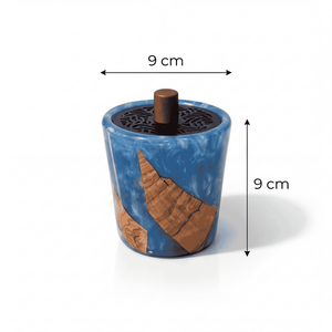 Hand-Made Eco-Friendly 100% Natural Resin and Wood Incense <b>Burner</b> with Lacquer Finish Geometric Lid Design for Aromatherapy Use - Product Image 5