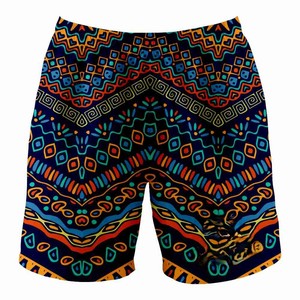 Men's Geometric Print Board <b>Shorts</b> Quick Dry Elastic Waist Casual <b>Short</b> Pants Red Purple <b>White</b> Pattern - Product Image 5