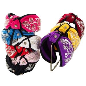 Diademas de Pelo con Nudo Ancho de Moda, Diademas de Flores Cosidas a Mano para Mujeres y Niñas, Accesorios para el Cabello - Product Image 1